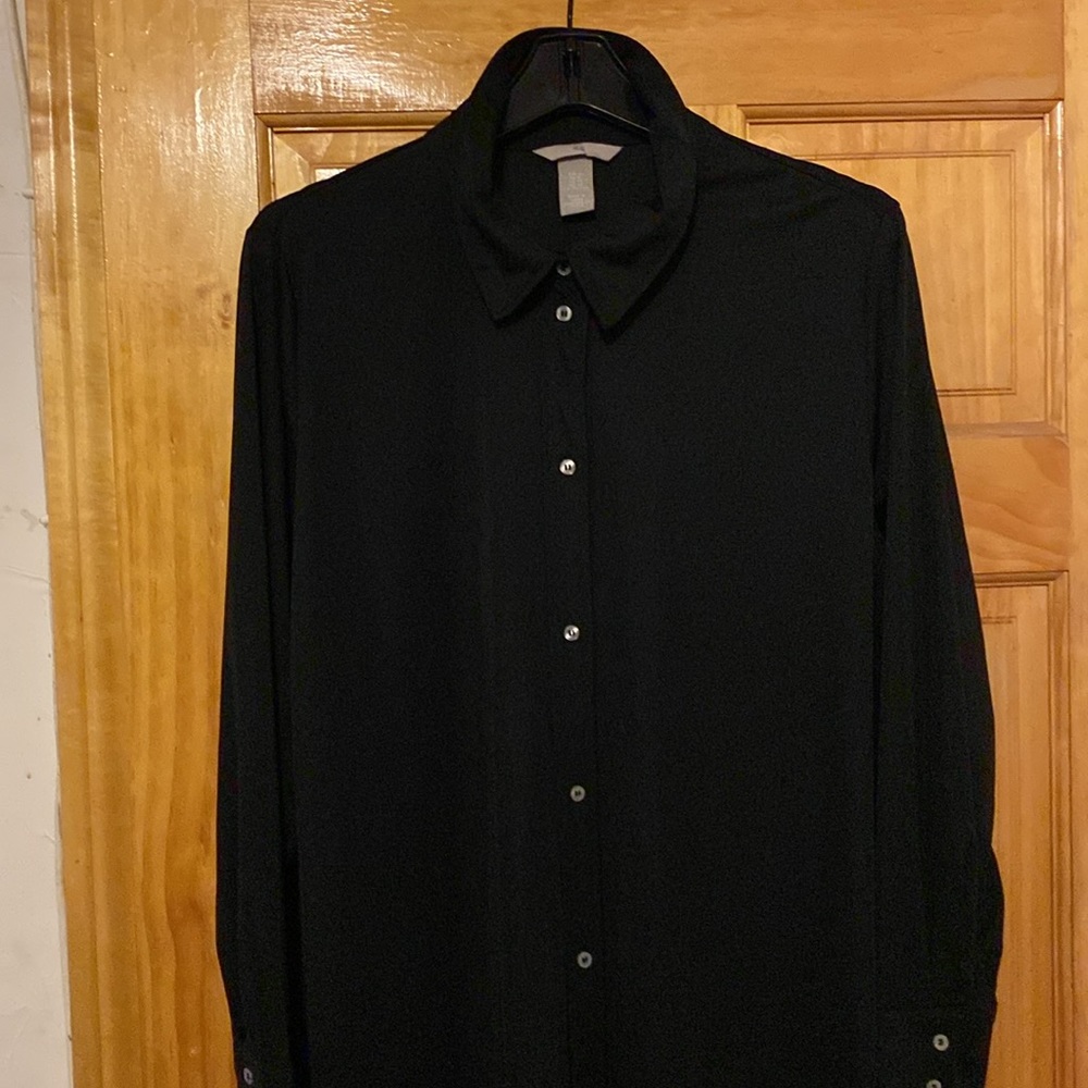 Long Black Stretch Timeless Button Down Dress Nev… - image 3